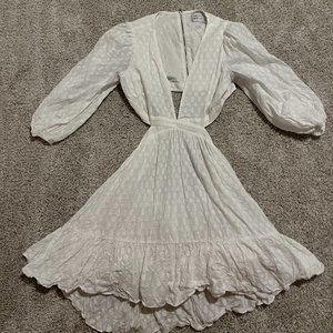 White Long Sleeved Cut Out Dress